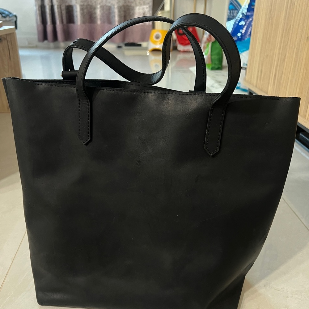 Convertible Leather Bag with Luggage Sleeve - Picture 5 of 7